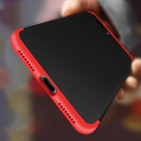 Husa Apple iPhone SE2, FullBody 360° 3in1 Negru-Rosu