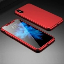 Husa Apple iPhone X, FullBody Elegance Luxury iPaky Rosu, acoperire completa 360 grade cu folie de sticla gratis - Img 2