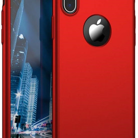 Husa Apple iPhone XS, FullBody Elegance Luxury Rosu, acoperire completa 360 grade cu folie de sticla gratis