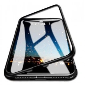 Husa Apple iPhone XS MAX Magnetica 360 grade Negru, Perfect Fit cu spate de sticla securizata premium + folie de sticla pentru ecran gratis - Img 2