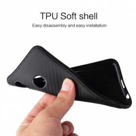 Husa pentru Samsung Galaxy A70, Perfect Fit, cu insertii de carbon, negru