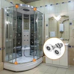 Rola pentru usa cabina de dus, ABS/Aluminiu, 23 mm, Gri/Alb