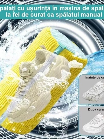 Sac pentru spalat pantofi/ghete in masina de spalat, material rezistent la deformare, moale, incapator, reutilizabil galben