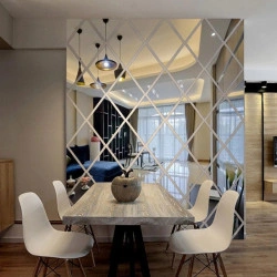 Set 58 Oglinzi Acrilice din PVC - Diamant Romb Sticker Auto-adeziv Decorativ pentru Baie Living si Bucatarie 100 x 100 cm