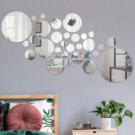 Set Oglinzi Design 3D SILVER ROUND - Oglinzi Decorative Acrilice Luxury Home 30 buc/set