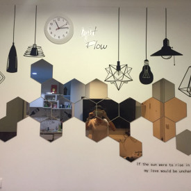 Set Oglinzi Design Hexagon - Oglinzi Decorative Acrilice Silver 29 buc