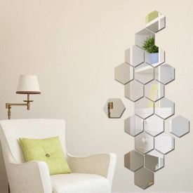 Set Oglinzi Design Hexagon Silver - Oglinzi Decorative Acrilice Cristal - Diamant - Luxury Home 12 bucati/set