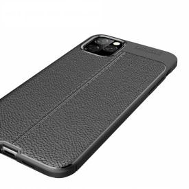 Husa pentru Apple iPhone 11 PRO MAX, Perfect Fit Black cu insertii de piele - Img 4