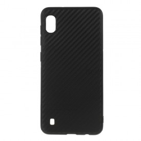 Husa pentru Samsung Galaxy A10, Perfect Fit, cu insertii de carbon, negru