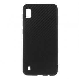 Husa pentru Samsung Galaxy A10, Perfect Fit, cu insertii de carbon, negru