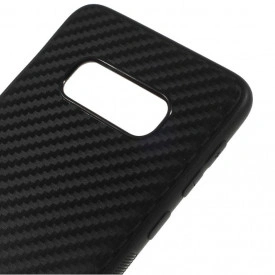 Husa pentru Samsung Galaxy S10, Perfect Fit, cu insertii de carbon, negru
