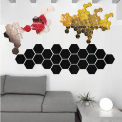 Set Oglinzi Acrilice Design Hexagon - Oglinzi Decorative XL Size Black Luxury Home 12 bucati/set - Img 7