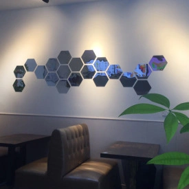 Set Oglinzi Design Hexagon Silver - Oglinzi Decorative Acrilice Cristal - Diamant - Luxury Home 12 bucati/set