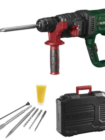 Ciocan rotopercutor cu fir Parkside PBH 1050 D4 Putere de 1050W, Mandrina rapida, Forta de percutie de 3J, nr. percutii 5300 min, turatie de 980 rpm, Verde