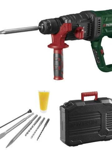 Ciocan rotopercutor cu fir Parkside PBH 1050 D4 Putere de 1050W, Mandrina rapida, Forta de percutie de 3J, nr. percutii 5300 min, turatie de 980 rpm, Verde
