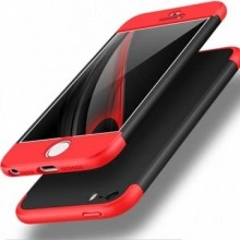 Husa Apple iPhone 7, FullBody 360° 3in1 Negru-Rosu - Img 2