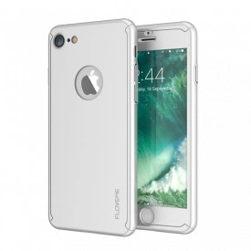 Husa Apple iPhone 8, FullBody Elegance Luxury Silver, acoperire completa 360 grade cu folie de sticla gratis
