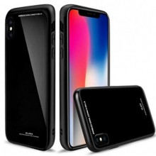 Husa Apple iPhone 8 Plus,Elegance Luxury Back Glass, husa cu sticla securizata pe spate de culoare neagra