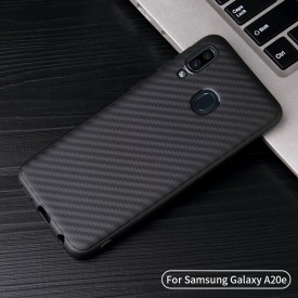 Husa pentru Samsung Galaxy A70, Perfect Fit, cu insertii de carbon, negru