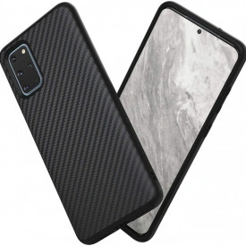 Husa pentru Samsung Galaxy S20 Plus, Perfect Fit, cu insertii de carbon, negru