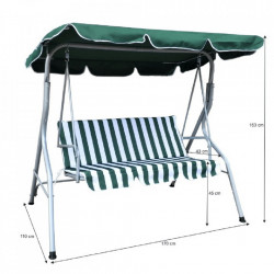 Balansoar de gradina cu acoperis reglabil, 3 locuri, 170x110x153 cm, cadru metal, material textil
