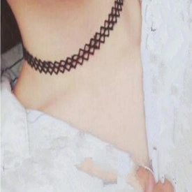 Choker Fashion Black Mesh - Colier elegant pentru gat - Black Delux