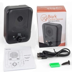 Dispozitiv anti-latrat pentru caini cu ultrasunete profesional, 3 niveluri de sensibilitate, de exterior si interior, pentru caini de talie mare, medie si mica, incarcare USB, Negru