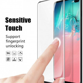 Folie de sticla pentru Samsung Galaxy S10, cu margini colorate Negru