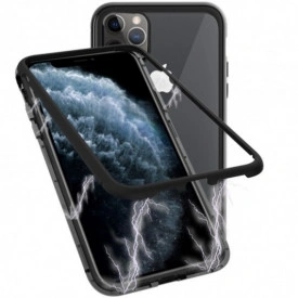 Husa Apple iPhone 11 Magnetica cu spate din sticla securizata si folie privacy pentru ecran, Perfect Fit