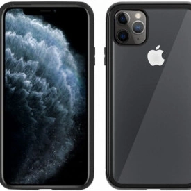Husa Apple iPhone 11 PRO Negru, Perfect Fit cu spate de sticla securizata premium + folie de sticla gratis !