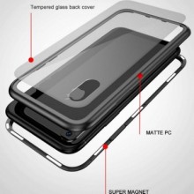 Husa Apple iPhone 7 PLUS Magnetica Argintiu, Perfect Fit cu spate de sticla securizata premium