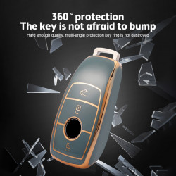 Husa de protectie premium pentru cheie auto, Elegance Luxury Cover Key, Gri, compatibila cu Mercedes Benz A C E S G Class W177 W205 W213 X167 W222 CLA GLE GLB GLS AMG Maybach - Img 3