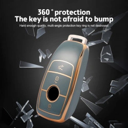 Husa de protectie premium pentru cheie auto, Elegance Luxury Cover Key, Gri, compatibila cu Mercedes Benz A C E S G Class W177 W205 W213 X167 W222 CLA GLE GLB GLS AMG Maybach - Img 3