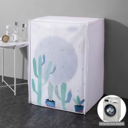 Husa pentru masina de spalat rufe si uscator de rufe cu incarcare frontala, dustproof, impermeabila, Design Cactus