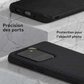 Husa pentru Samsung Galaxy S20 Plus, Perfect Fit, cu insertii de carbon, negru