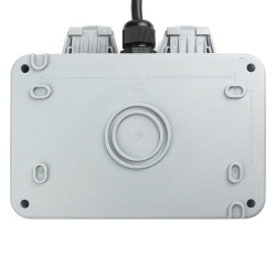 Priza dubla exterior, Model Standard European, 250V/16A, IP66, rezistenta la apa si praf, gri cu intrerupatoare individuale