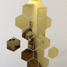 Set Oglinzi Design Hexagon Gold - Oglinzi Decorative Acrilice Cristal - Diamant - Luxury Home 12 bucati/set