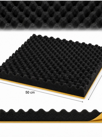 Burete acustic fonoabsorbant cofrat si izolator fonic, Adezivat, Dimensiune placa 50X50X3cm - Img 2