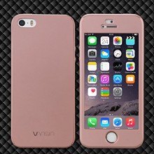 Husa Apple iPhone 5/5S/SE, FullBody Rose-Gold, acoperire completa 360 grade cu folie de sticla gratis - Img 2