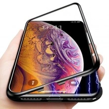 Husa Apple iPhone X, Magnetica 360 grade Negru , Perfect FIt cu spate de sticla securizata premium + folie de sticla pentru ecran gratis