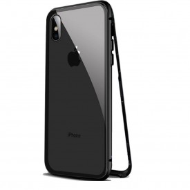 Husa Apple iPhone XS MAX Magnetica Negru, Perfect Fit cu spate de sticla securizata premium