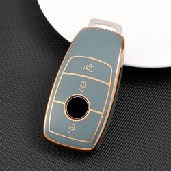 Husa de protectie premium pentru cheie auto, Elegance Luxury Cover Key, Gri, compatibila cu Mercedes Benz A C E S G Class W177 W205 W213 X167 W222 CLA GLE GLB GLS AMG Maybach - Img 4