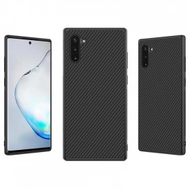 Husa pentru Samsung Galaxy Note 10, Perfect Fit, cu insertii de carbon, negru