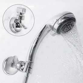 Suport cu ventuza pentru para de dus, reglabil 360 grade, crom elegant, sustinere pana la 5kg