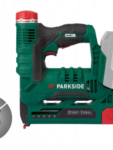 Capsator fara fir Parkside 20 V PAT 20-Li, LED integrat, magazie cu indicator de umplere, Verde - Img 2