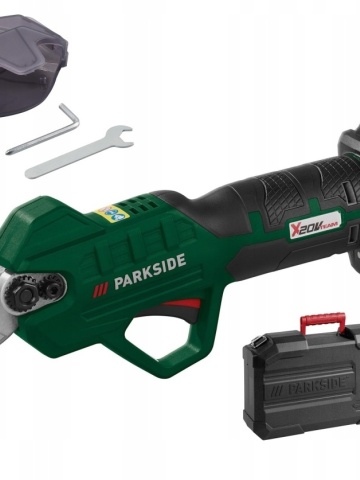 Foarfeca pentru crengi Parkside 20V Pentru taierea puternica a crengilor cu grosimea de pana la 28 mm in lemn de esenta moale si 15 mm in lemn de esenta tare