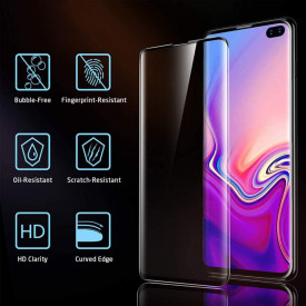 Folie de sticla pentru Samsung Galaxy S10, cu margini colorate Negru