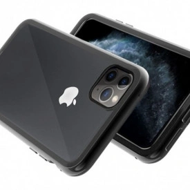 Husa Apple iPhone 11 PRO Negru, Perfect Fit cu spate de sticla securizata premium + folie de sticla gratis !