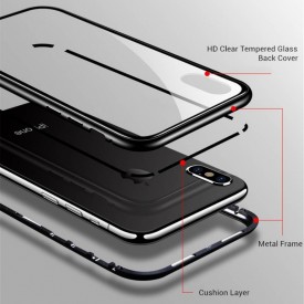 Husa Apple iPhone 7 PLUS Magnetica 360 grade Negru, Perfect Fit cu spate de sticla securizata premium + folie de sticla pentru ecran gratis - Img 7