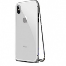 Husa Apple iPhone 7 PLUS Magnetica Argintiu, Perfect Fit cu spate de sticla securizata premium